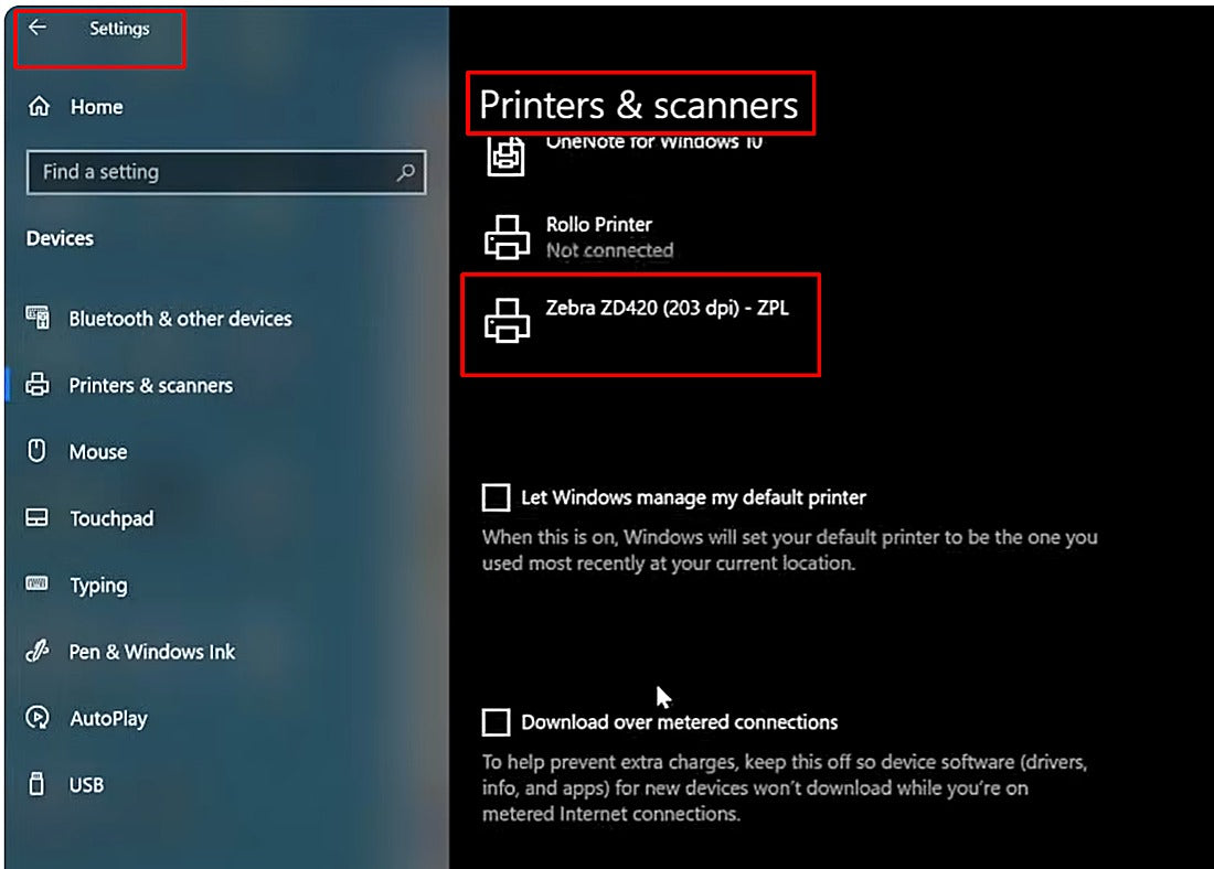 In Windows Settings, open Printers & scanners and select your printer.