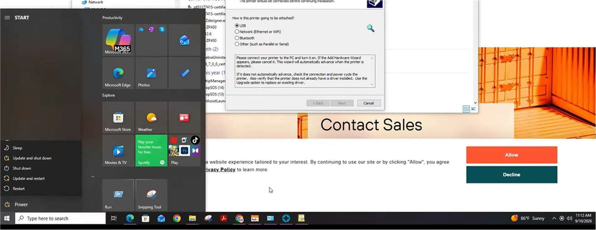 Windows Start menu — checking system status while troubleshooting detection.
