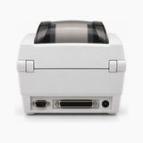 Zebra DA-402 thermal label printer, rear view with ports