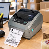 Zebra GX430d thermal label printer in use