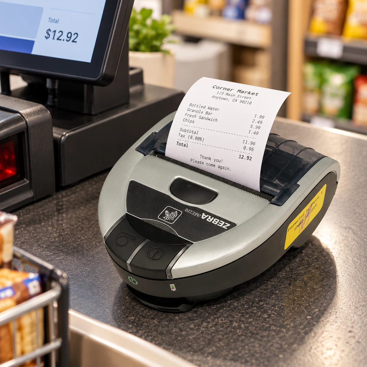 Zebra iMZ320 mobile receipt printer in use