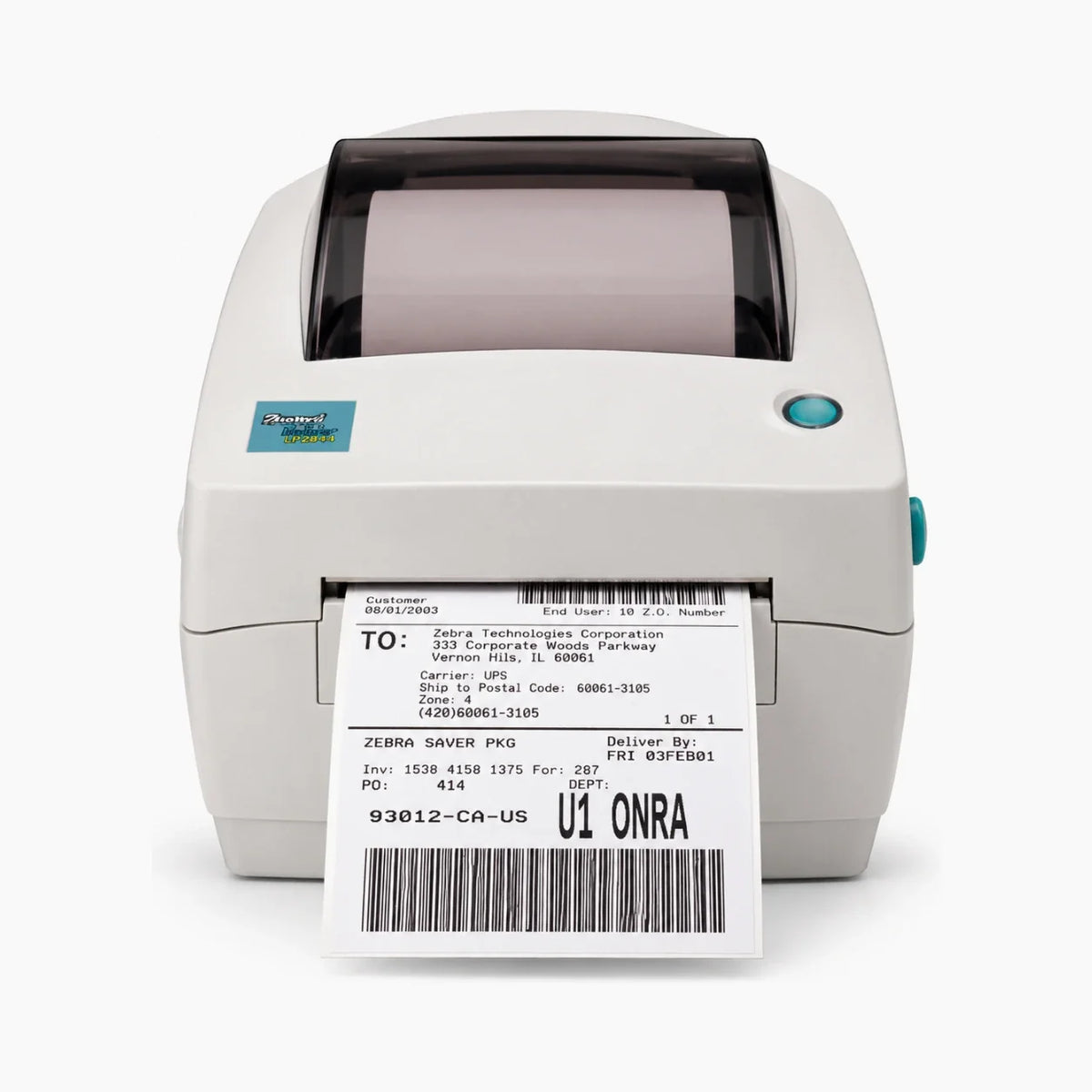 NETWORK PRO Zebra LP2844 label printer front view
