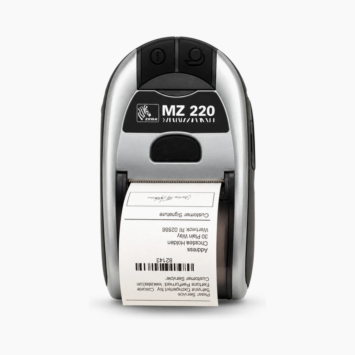 Zebra MZ220 mobile receipt printer, front view