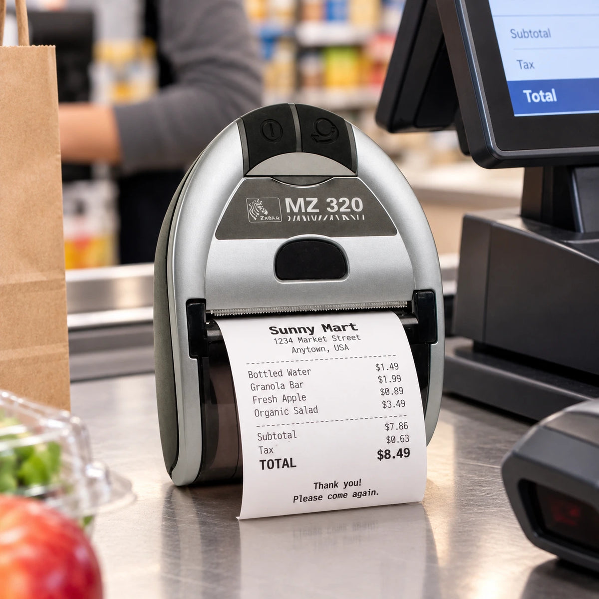 Zebra MZ320 mobile receipt printer in use