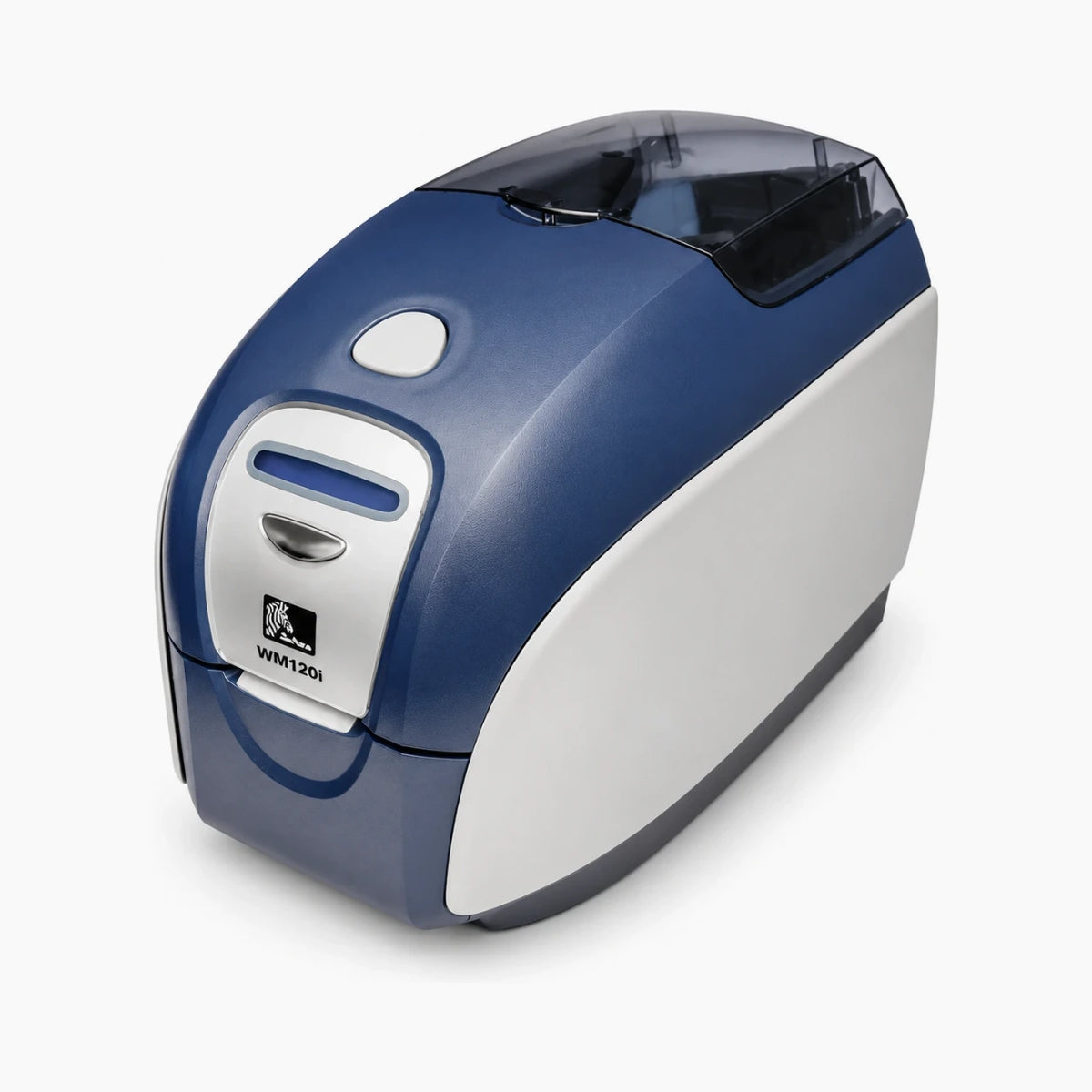 Zebra P120i card printer, angled view