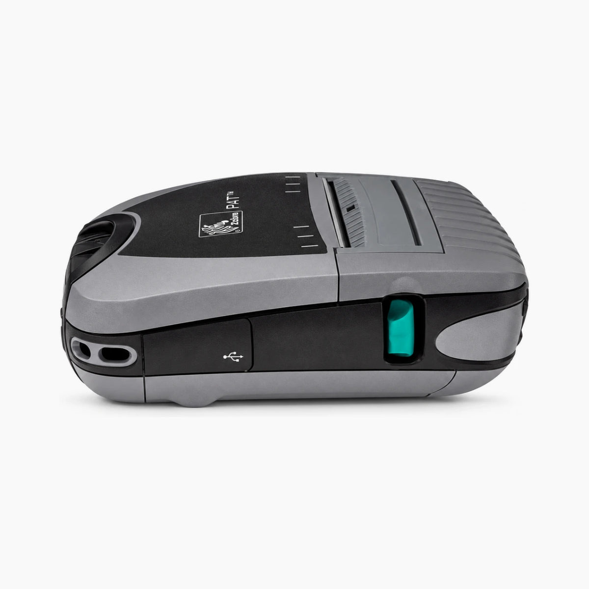 Zebra P4T mobile printer, side view