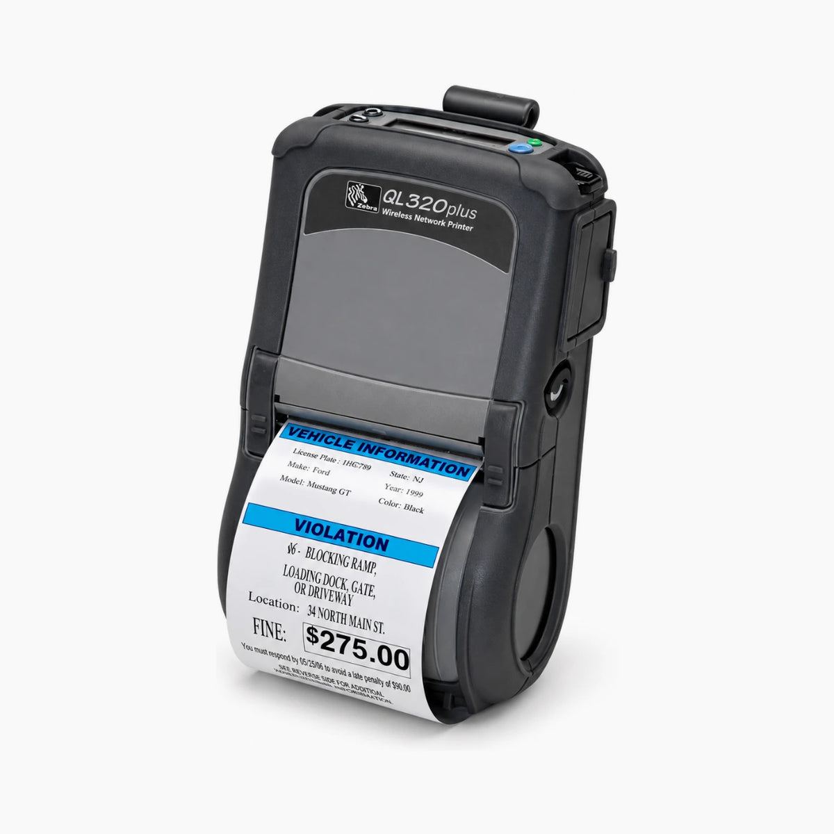 Zebra QL320 Plus mobile printer, angled view