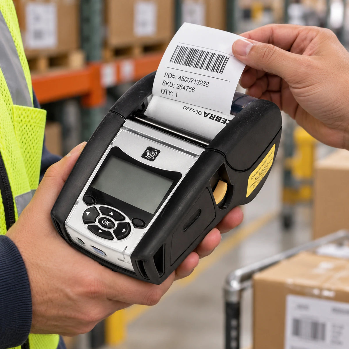 Zebra QLN220 mobile printer in use