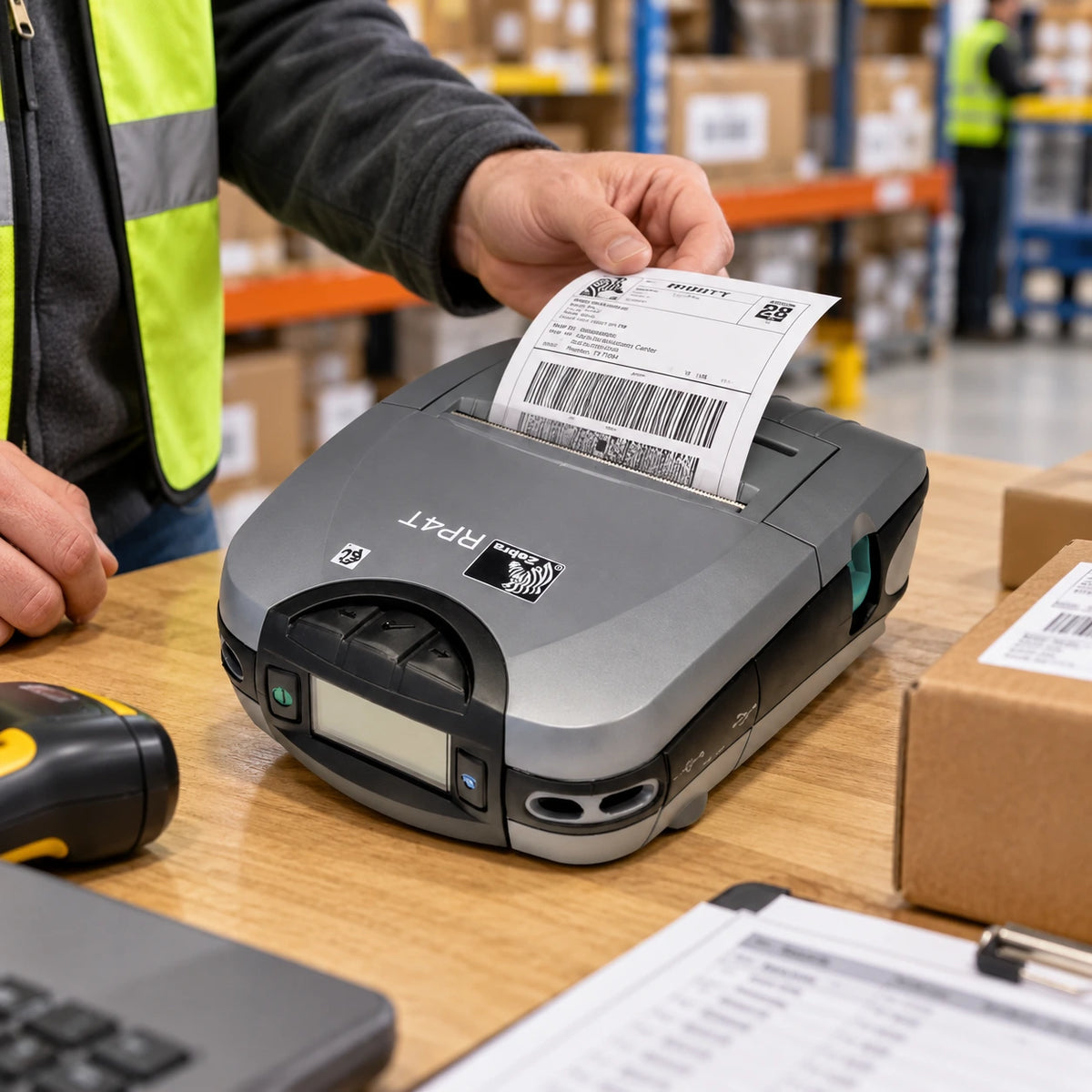 Zebra RP4T RFID mobile printer in use