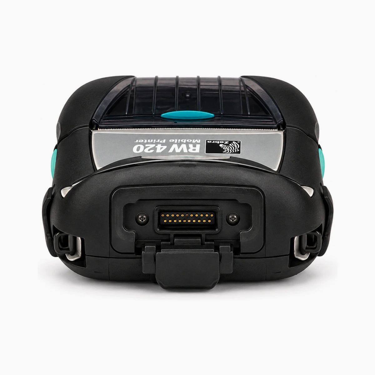 Zebra RW420 mobile printer, rear view