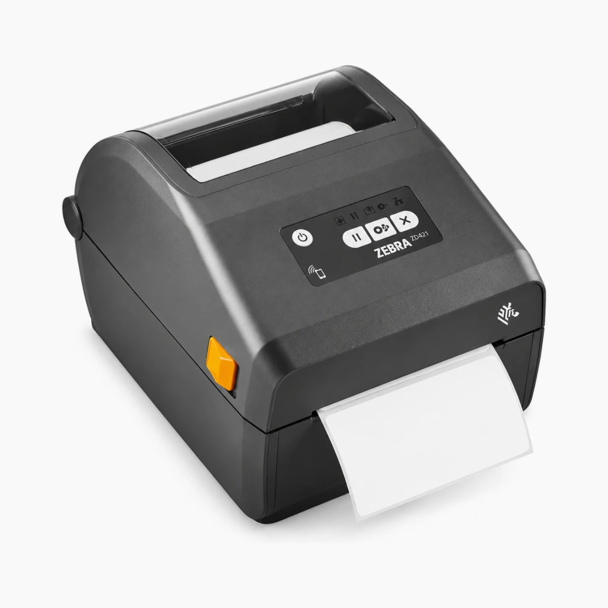 Zebra ZD421 thermal label printer, angled view