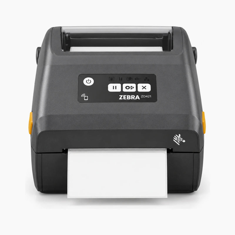 Zebra ZD421 thermal label printer, front view