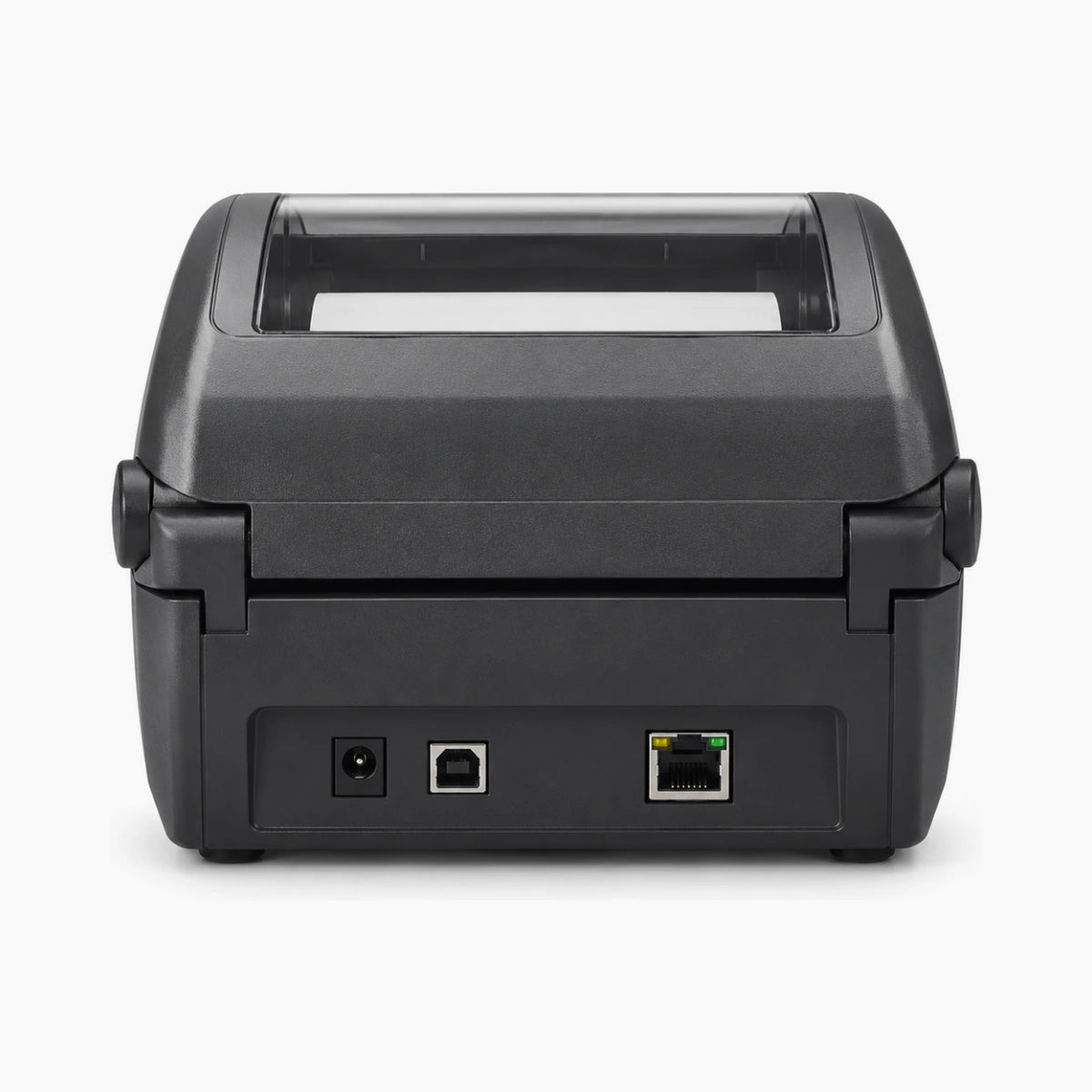 Zebra ZD421 thermal label printer, rear view