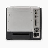Zebra ZM600 industrial label printer, rear view