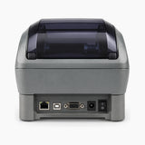 NETWORK PRO Zebra ZP450 shipping label printer, rear view with ports