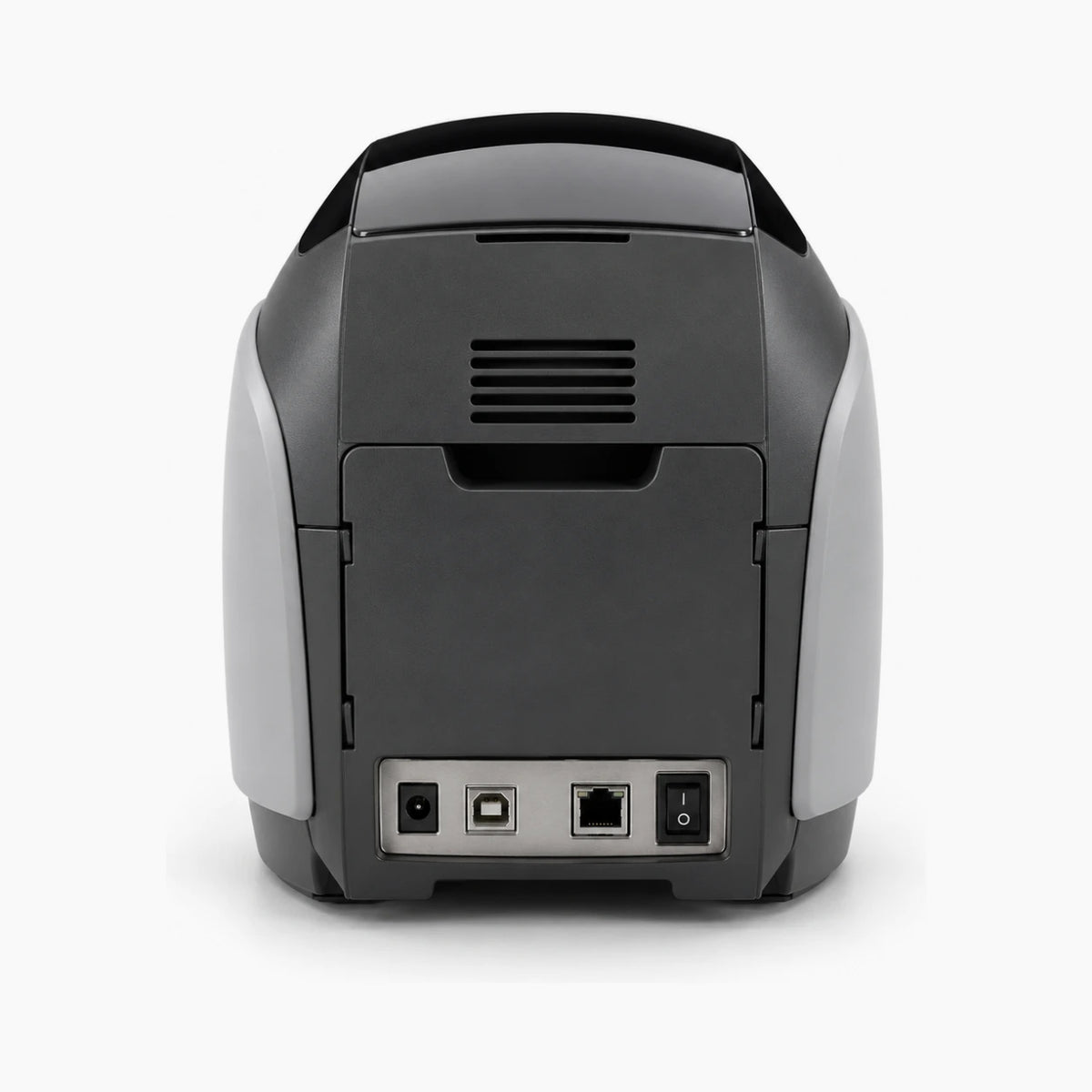 Zebra ZXP Series 3 ID card printer, rear view