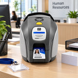 Zebra ZXP Series 3 card printer in use printing an ID card