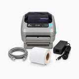 NETWORK PRO Zebra ZP450 kit: printer, Ethernet cable, power adapter and label roll